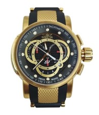 Relógio masculino Invicta S1 cronógrafo mostrador preto aço tom dourado borracha preta 0896 comprar usado  Enviando para Brazil