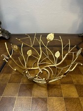 TIGELA DECORATIVA DE METAL COR DOURADA com folhas 11" DIÂMETRO comprar usado  Enviando para Brazil