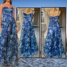 Vestido Lulus Azul Floral Organza Camadas Maxi Exclusivo Glamour Tamanho M, usado comprar usado  Enviando para Brazil