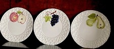 3 Pratos de Salada Vintage Sanor Cerâmica Portugal Branco Em Relevo Cesta de Frutas Tecer, usado comprar usado  Enviando para Brazil