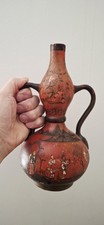 Usado, Vaso de cerâmica oriental cabaça dupla antigo muito incomum cor laranja vermelho  comprar usado  Enviando para Brazil