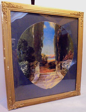 R. Atkinson Fox, Fan, Steps Lake Trees Mt's, 13.5"X11.5" Impressão de ventilador emoldurada década de 1920, usado comprar usado  Enviando para Brazil