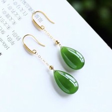 Usado, Brincos femininos da moda HeTian verde natural jade gota d'água gota de orelha comprar usado  Enviando para Brazil