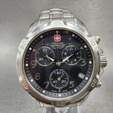 Relógio cronógrafo militar suíço Wenger masculino 41 mm mostrador preto data de aço novo Batt, usado comprar usado  Enviando para Brazil