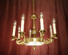 Usado, Candelabro braço de cisne antigo vintage latão brilhante francês 12 lâmpadas Ø 24" comprar usado  Enviando para Brazil