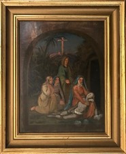 CENA RELIGIOSA, O TÚMULO DE JESUS - pintura a óleo original, usado comprar usado  Enviando para Brazil
