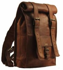 Maßgefertigter Leder Herren Laptop Rolltop Schulter Umhängetasche Rucksack Reise, usado comprar usado  Enviando para Brazil
