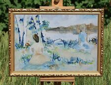 Usado, Monica Smetana (1932) Paesaggio Con Bambini E Lago, Olio Su Tela comprar usado  Enviando para Brazil