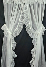 Par de Cortinas de Janela Voile Transparente Branco + Babados de Amarrar Babados 84" de Comprimento Vintage Anos 80 D comprar usado Par de Cortinas de Janela Voile Transparente Branco + Babados de Amarrar Babados 84" de Comprimento Vintage Anos 80 D comprar usado  Enviando para Brazil