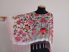 Poncho xale quimono floral veludo seda rosa Jayley borlas frisadas festa tamanho único comprar usado  Enviando para Brazil