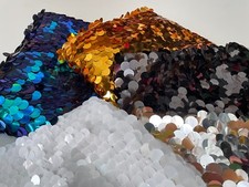 Tecido de lantejoulas glitter grande 18 mm lantejoulas cintilantes material de malha - 130 cm de largura, usado comprar usado  Enviando para Brazil