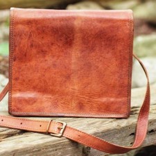 Bolsa carteiro masculina de couro marrom vintage genuína maleta bolsa de ombro para laptop comprar usado  Enviando para Brazil