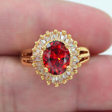 Usado, Joia de anel de casamento feminina de topázio místico vermelho oval folheada a ouro amarelo 18K comprar usado  Enviando para Brazil