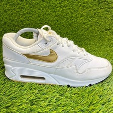 Tênis Nike Air Max 90/1 masculino tamanho 8.5 ouro branco couro atlético comprar usado  Enviando para Brazil