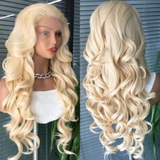 613 Peruca Loira Longa Cachos Ondulada Sintética Renda Frontal Perucas Drag Queen Peruca Diária comprar usado  Enviando para Brazil