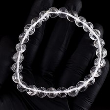 Formato redondo maravilhoso quartzo branco 93 cts pulseira elástica frisada VK 02 E673 comprar usado  Enviando para Brazil