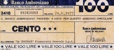 MINIASSEGNO Banco Ambrosiano 29-06-1977 La Centrale Finanziaria Generale 18005, usado comprar usado  Enviando para Brazil
