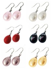 Brincos de gancho de prata natural 12x16mm branco rosa roxo concha pérola gota d'água comprar usado  Enviando para Brazil