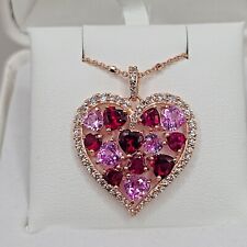 Pingente deslumbrante feminino corte coração simulado rubi rosa folheado a ouro rosa 14K comprar usado  Enviando para Brazil