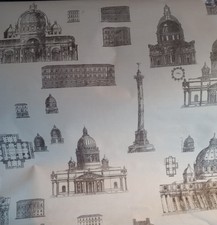 Papel de parede vintage estampas esterlinas arquitetura edifícios casa 13,33yd X 4 rolos comprar usado  Enviando para Brazil