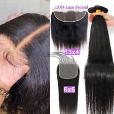 Usado, Pacotes de cabelo humano reto osso cabelo com fecho de renda HD frontal Remy comprar usado  Enviando para Brazil