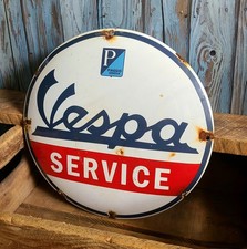 Placa vintage VESPA SERVICE Piaggio Genova porcelana scooter cúpula de metal, usado comprar usado  Enviando para Brazil