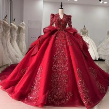 Vestido de noite de renda luxo manga longa cristal frisado buraco na fechadura costas vestido longo vermelho comprar usado  Enviando para Brazil