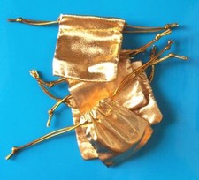Usado, 10 x pequenas bolsas/bolsas de presente de tecido dourado, aproximadamente 57 x 57 mm com cordões comprar usado  Enviando para Brazil