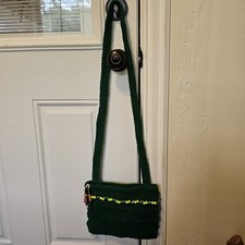 Bolsa de crochê verde caseira fecho com zíper, usado comprar usado  Enviando para Brazil