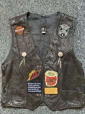 Biker vest leather for sale  MANCHESTER