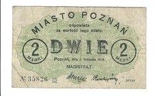 Notgeld - Poznań - Poznań - 2 marki - Dwa Marki - 04 listopada 1919 - rzadki na sprzedaż  Wysyłka do Poland