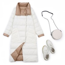 Jaqueta dupla face feminina longa leve colarinho stand-up branco pato jaqueta comprar usado  Enviando para Brazil