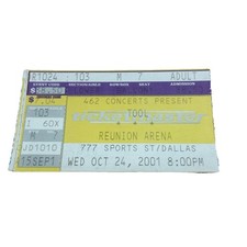 2001 tool ticket for sale  San Diego