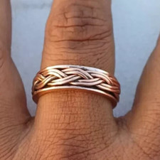 Anillo curativo minimalista de cobre puro sólido, hecho a mano, unisex, banda trenzada segunda mano  Embacar hacia Mexico