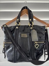 Bolsa de ombro Coach Poppy Daisy brilho líquido F20047 preta couro envernizado comprar usado  Enviando para Brazil