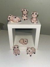 Estatuetas miniaturas vintage de porcelana porco do Japão conjunto de 5 mini família de porquinhos rosa MCM comprar usado  Enviando para Brazil