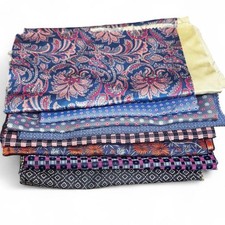 Lote com 8 peças de tecido azul multicolorido 100% seda italiana faça você mesmo costura artesanato comprar usado  Enviando para Brazil