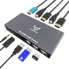 Switch 8K HDMI KVM 2 Portas – 8K@60Hz, 4K@144Hz, USB para 2 PCs, HDMI 2.1 e Cabine USB comprar usado  Enviando para Brazil