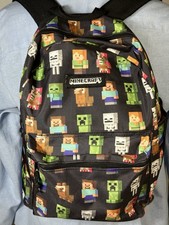Mochila Minecraft Meninos 17" Preta Zíper 2 Bolsos Zombie Creeper Steve Alex, usado comprar usado  Enviando para Brazil