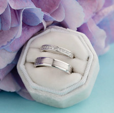 Conjunto de anel de casamento casal de diamantes criados em laboratório 0,31 CT em prata argentina 935 comprar usado  Enviando para Brazil