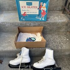 Patins de gelo brancos femininos vintage Sears na caixa original tamanho 7 comprar usado  Enviando para Brazil