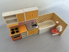 Vintage Lundby Casa de Bonecas Cozinha Forno Banheiro Pia Armário, Banheira Banheira MCM comprar usado  Enviando para Brazil