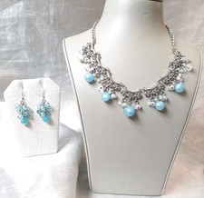 Conjunto de 3 peças de colar e brinco de filigrana opalescente Silvertone Cha Cha  comprar usado  Enviando para Brazil