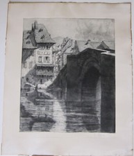 ÉLOI LUCIEN PÉNAT, Paysage de ville, café pont. Grv110 comprar usado  Enviando para Brazil