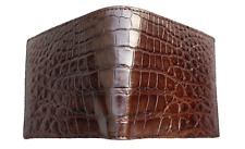 Usado, Carteira masculina dobrável de couro com estampa de crocodilo marrom feita à mão #M62 comprar usado  Enviando para Brazil