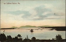 Cartão postal vintage Sullivan Harbor ME Maine Scene Sailboat c1900-20s comprar usado  Enviando para Brazil