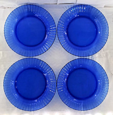 Usado, 4 tigelas de sopa de cereais vintage Colorex vidro temperado azul cobalto borda canelada 8,75" comprar usado  Enviando para Brazil