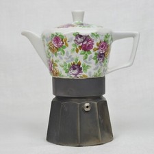 Fogão de porcelana vintage design floral panela Moka comprar usado  Enviando para Brazil