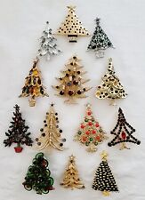 Lote de 13 Broches Árbol de Navidad Vintage Estrás Esmalte Firmado Brooks segunda mano  Embacar hacia Argentina