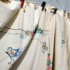 Colcha Ecru bordada antiga 1923 Bucilla cama de casal flores borboletas comprar usado  Enviando para Brazil